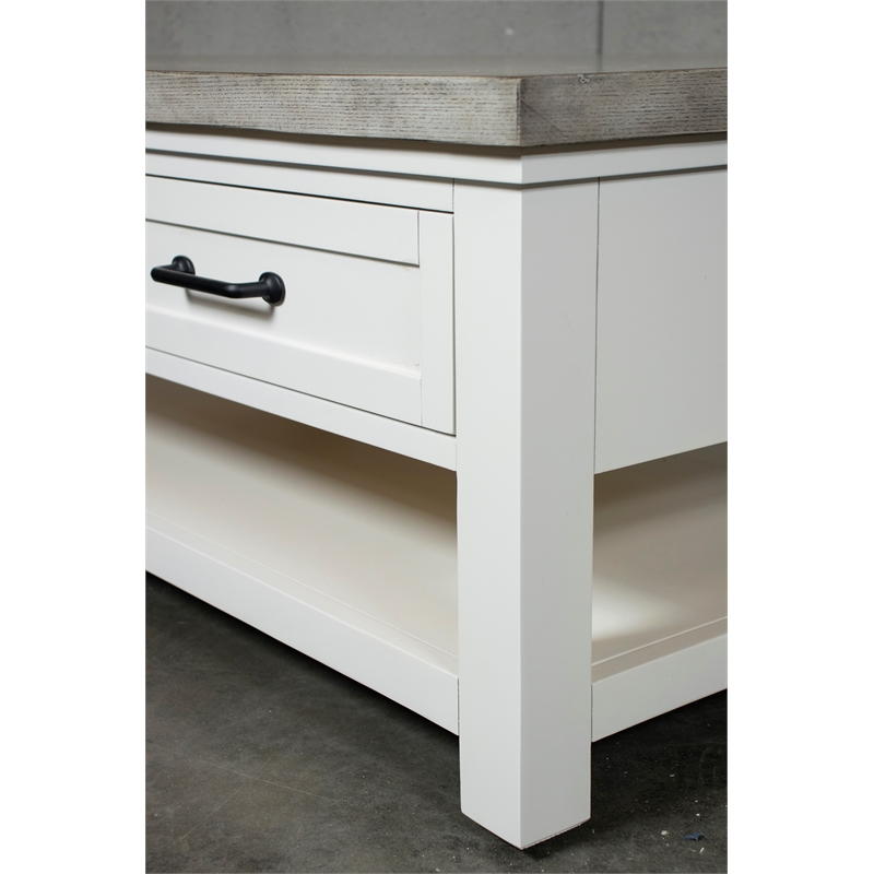 Riverside Furniture Cora Large Wood Coffee Table in Cloud White and Fog Gray