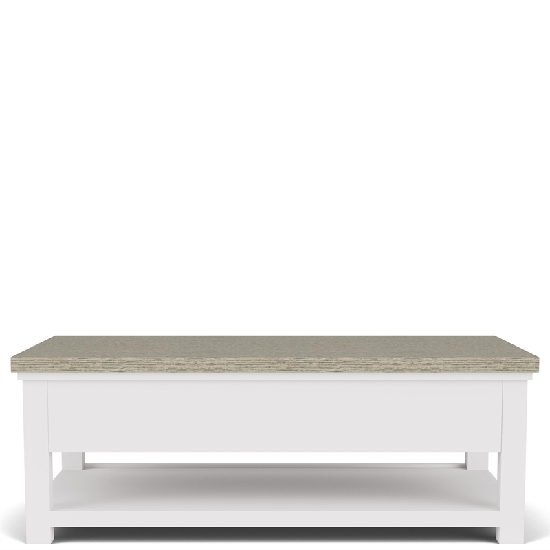 Riverside Furniture Cora Large Wood Coffee Table in Cloud White and Fog Gray