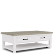 Riverside Furniture Cora Large Wood Coffee Table in Cloud White and Fog Gray