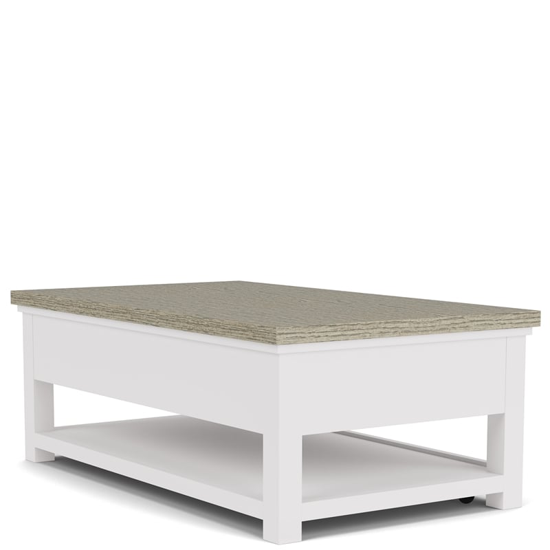 Riverside Furniture Cora Large Wood Coffee Table in Cloud White and Fog Gray