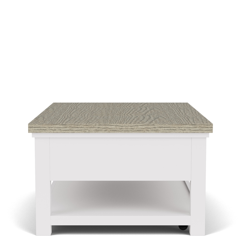 Riverside Furniture Cora Large Wood Coffee Table in Cloud White and Fog Gray
