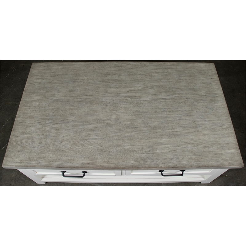 Riverside Furniture Cora Large Wood Coffee Table in Cloud White and Fog Gray
