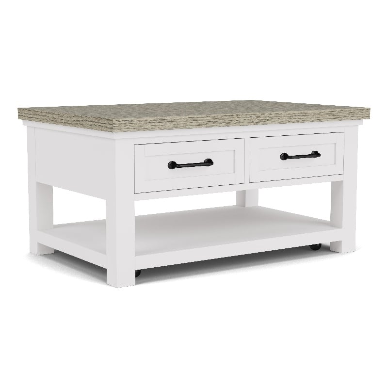Riverside Furniture Cora Small Wood Coffee Table in Cloud White and Fog Gray