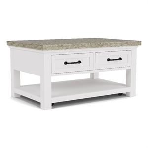 Riverside Furniture Cora Small Wood Coffee Table in Cloud White and Fog Gray