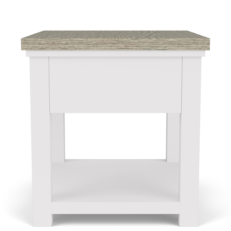 Riverside Furniture Cora Wood Side Table in Cloud White and Fog Gray