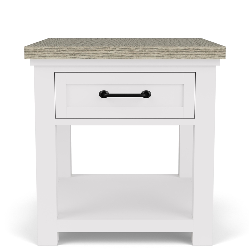 Riverside Furniture Cora Wood Side Table in Cloud White and Fog Gray