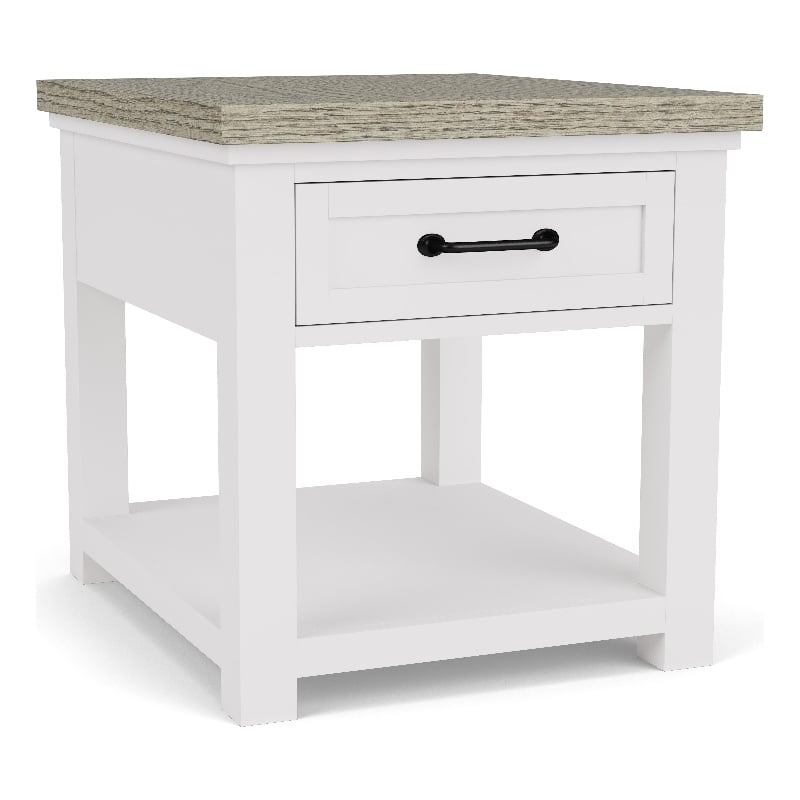 Riverside Furniture Cora Wood Side Table in Cloud White and Fog Gray