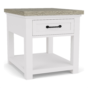 Riverside Furniture Cora Wood Side Table in Cloud White and Fog Gray