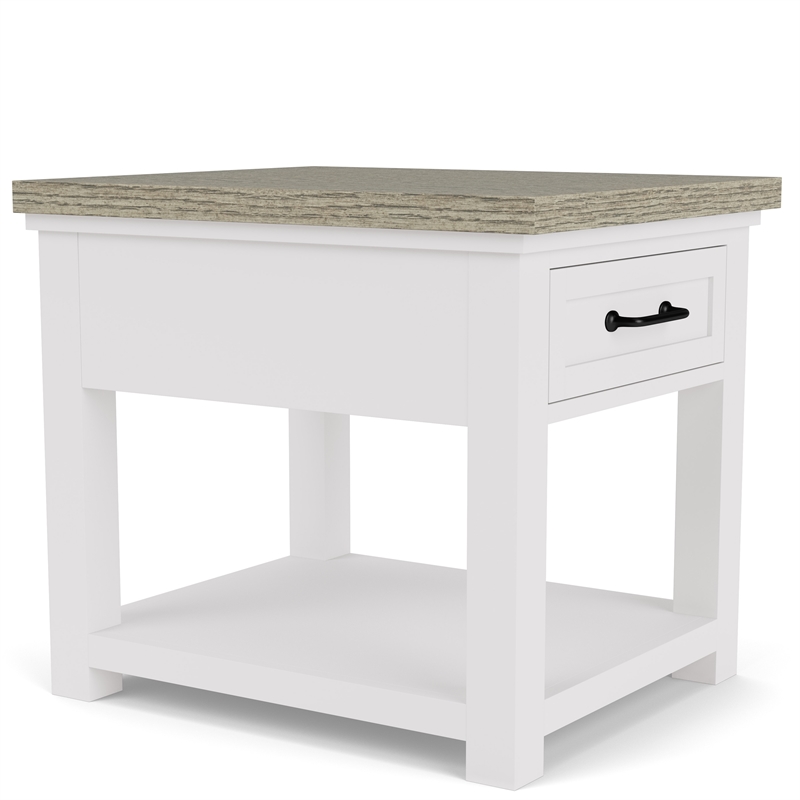 Riverside Furniture Cora Wood Side Table in Cloud White and Fog Gray
