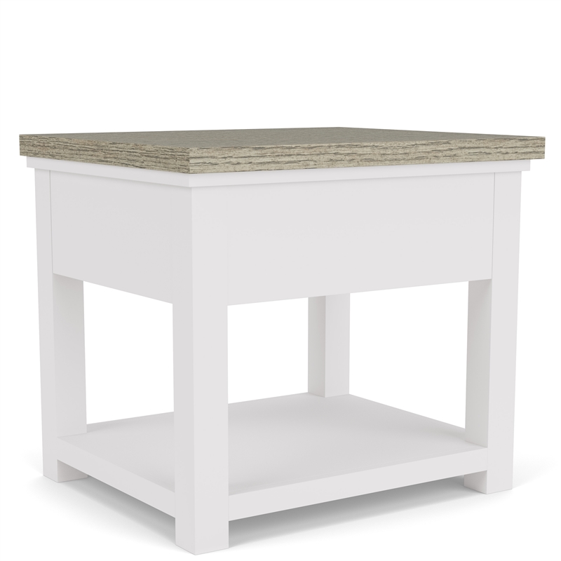Riverside Furniture Cora Wood Side Table in Cloud White and Fog Gray