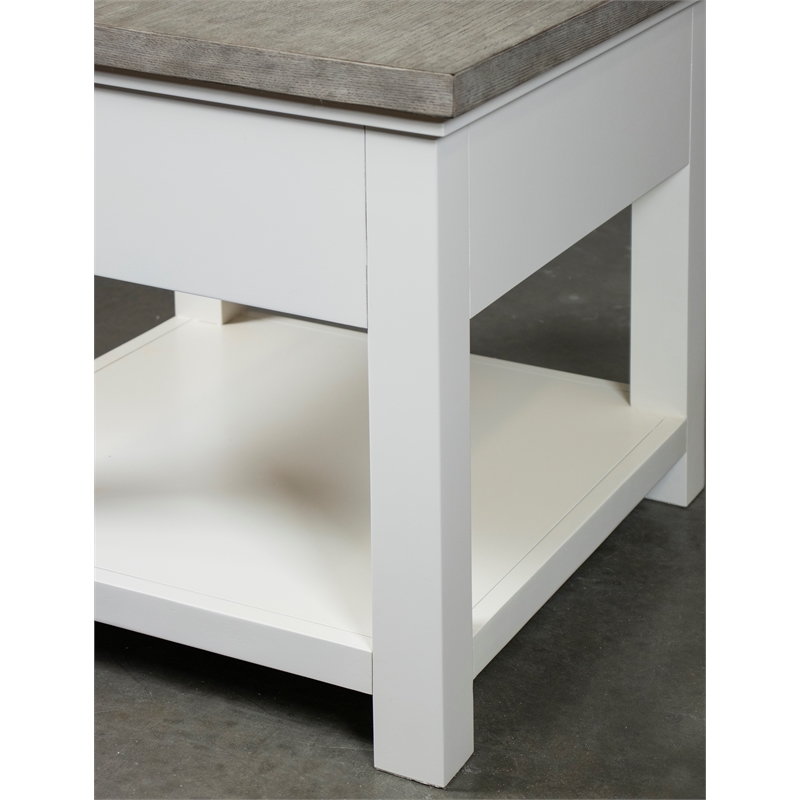 Riverside Furniture Cora Wood Side Table in Cloud White and Fog Gray