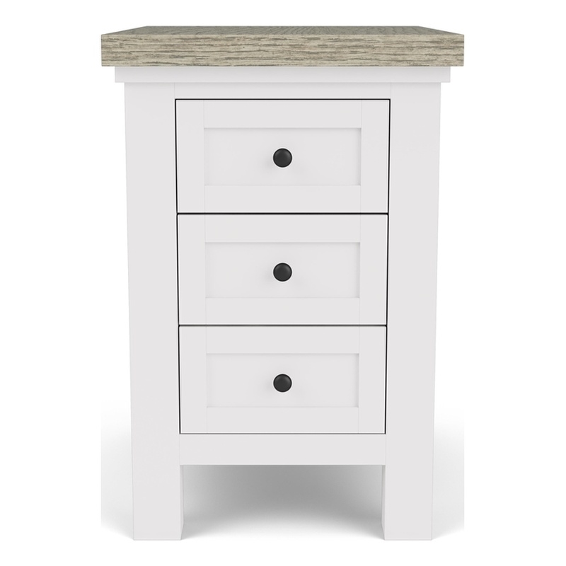 Riverside Furniture Cora Wood End Table in Cloud White and Fog Gray