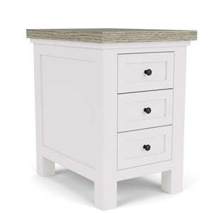 Riverside Furniture Cora Wood End Table in Cloud White and Fog Gray