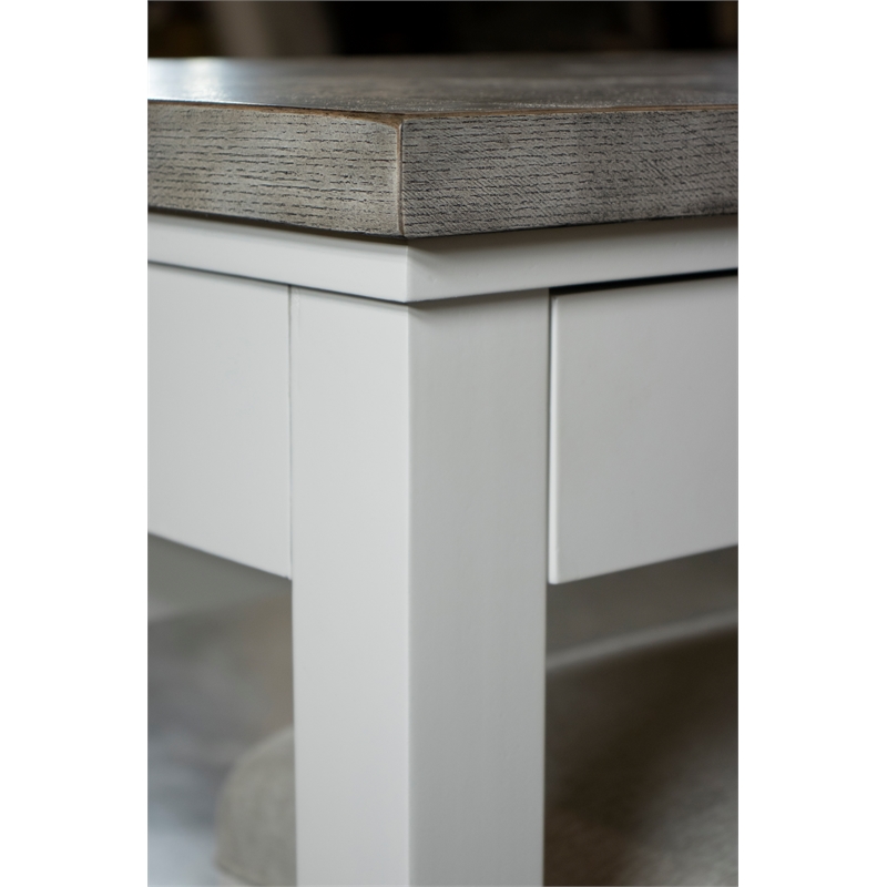 Riverside Furniture Cora Wood Workstation in Cloud White and Fog Gray