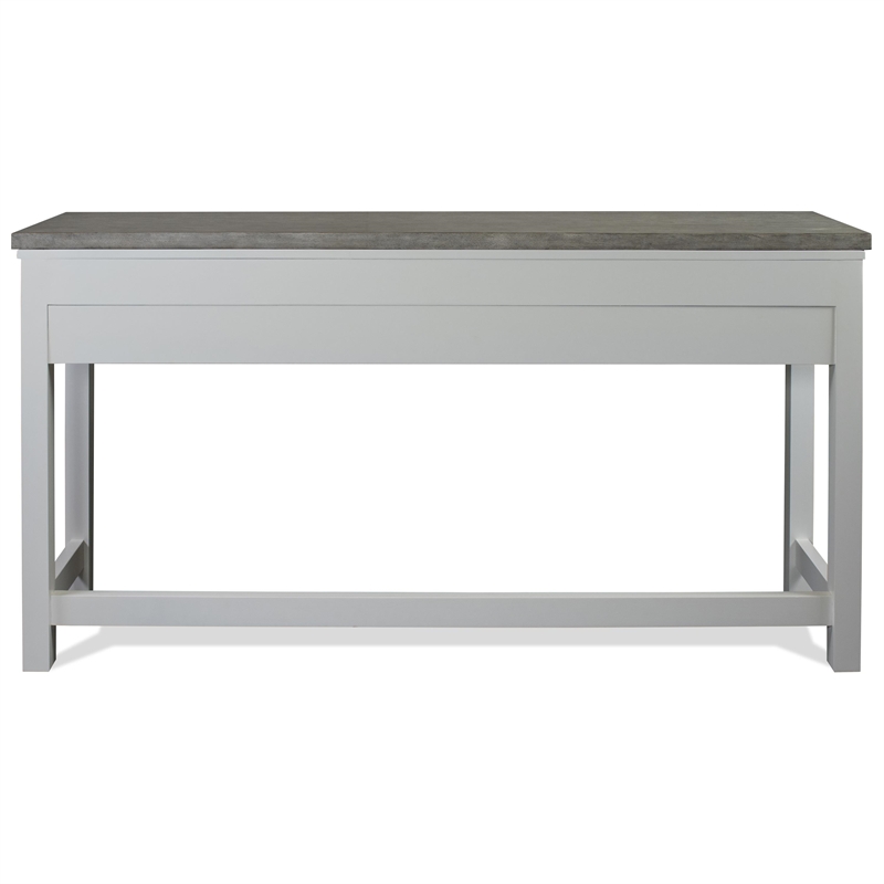 Riverside Furniture Cora Wood Workstation in Cloud White and Fog Gray