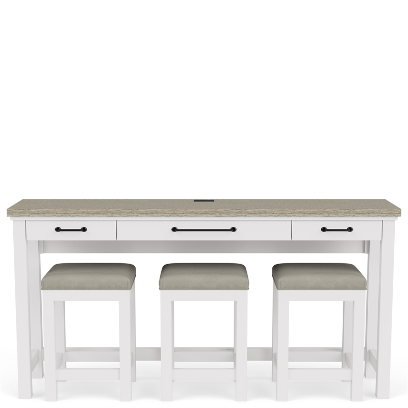 Riverside Furniture Cora Wood Workstation in Cloud White and Fog Gray