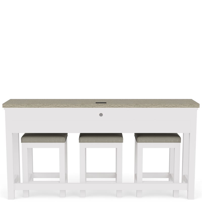 Riverside Furniture Cora Wood Workstation in Cloud White and Fog Gray