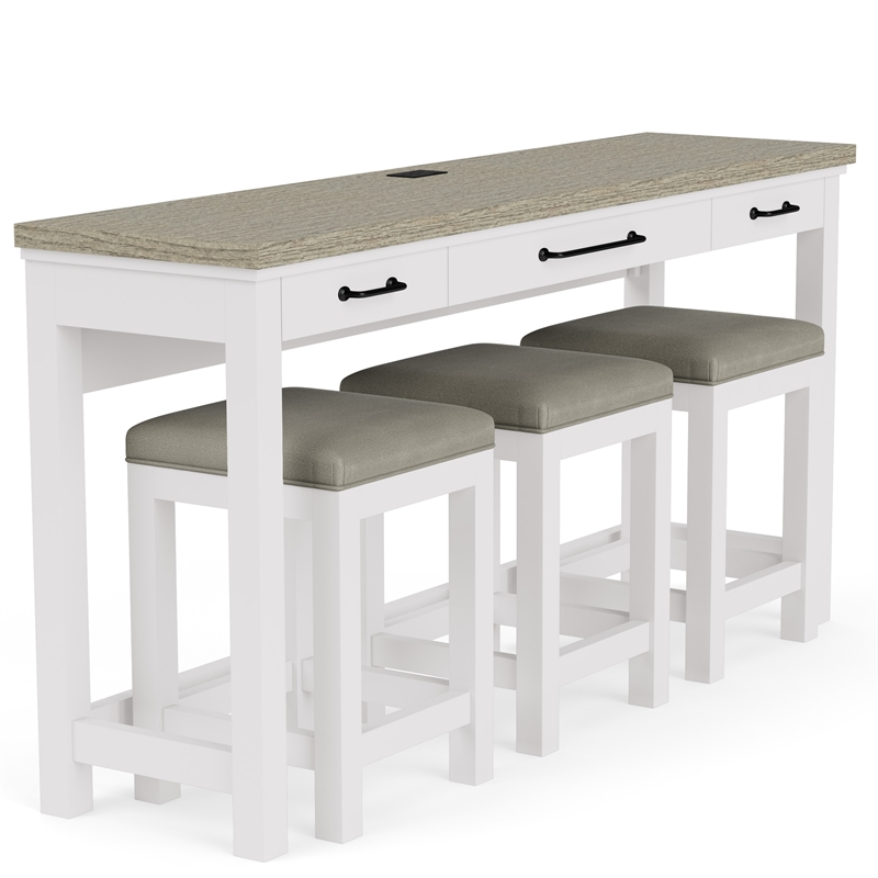 Riverside Furniture Cora Wood Workstation in Cloud White and Fog Gray