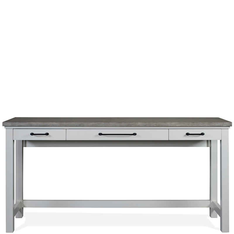 Riverside Furniture Cora Wood Workstation in Cloud White and Fog Gray