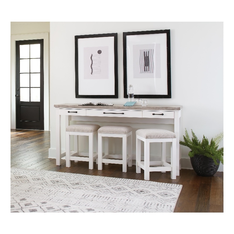Riverside Furniture Cora Wood Workstation in Cloud White and Fog Gray