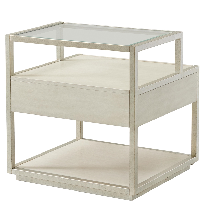 Riverside Furniture Maisie Rectangular Wood Side Table in Champagne Beige