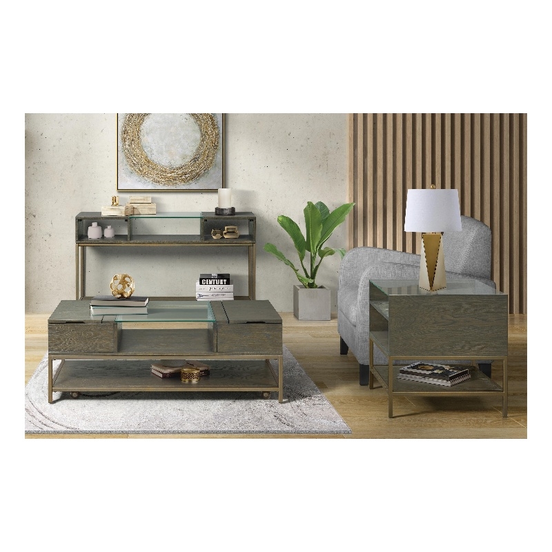 Riverside Furniture Hyde Rectangular Wood Side Table in Caviar Brown