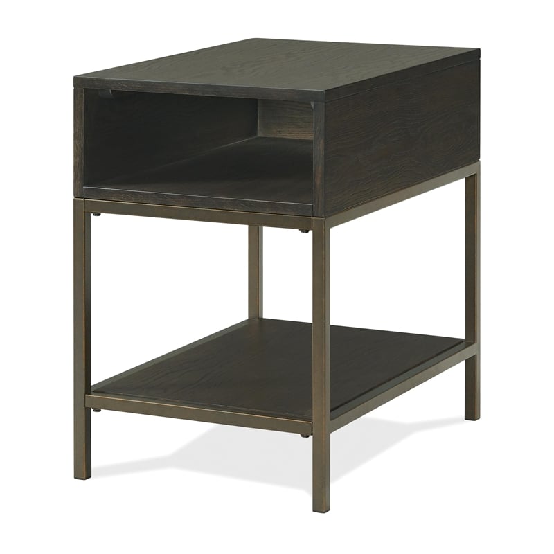 Riverside Furniture Hyde Rectangular Wood Chairside Table in Caviar Brown
