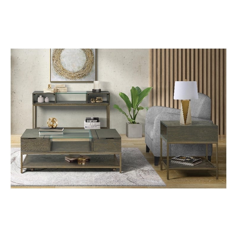 Riverside Furniture Hyde Rectangular Wood Chairside Table in Caviar Brown