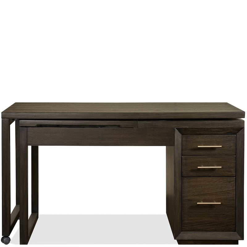 Riverside Furniture Prelude Swivel Wood L-Desk with Lift Top in Umber Brown