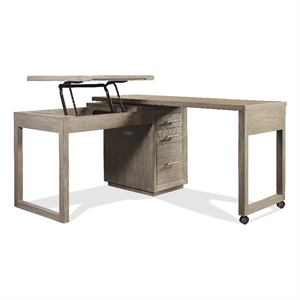 Riverside Furniture Prelude Swivel Wood L-Desk with Lift Top in Casual Taupe Tan