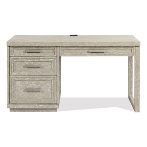 Riverside Furniture Cascade Wood Single Pedestal Desk in Dovetail Gray