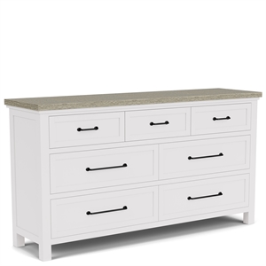 Riverside Furniture Cora Wood 7-Drawer Dresser in Cloud White and Fog Gray