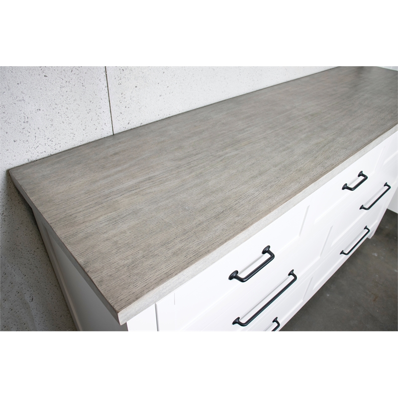 Riverside Furniture Cora Wood 7-Drawer Dresser in Cloud White and Fog Gray