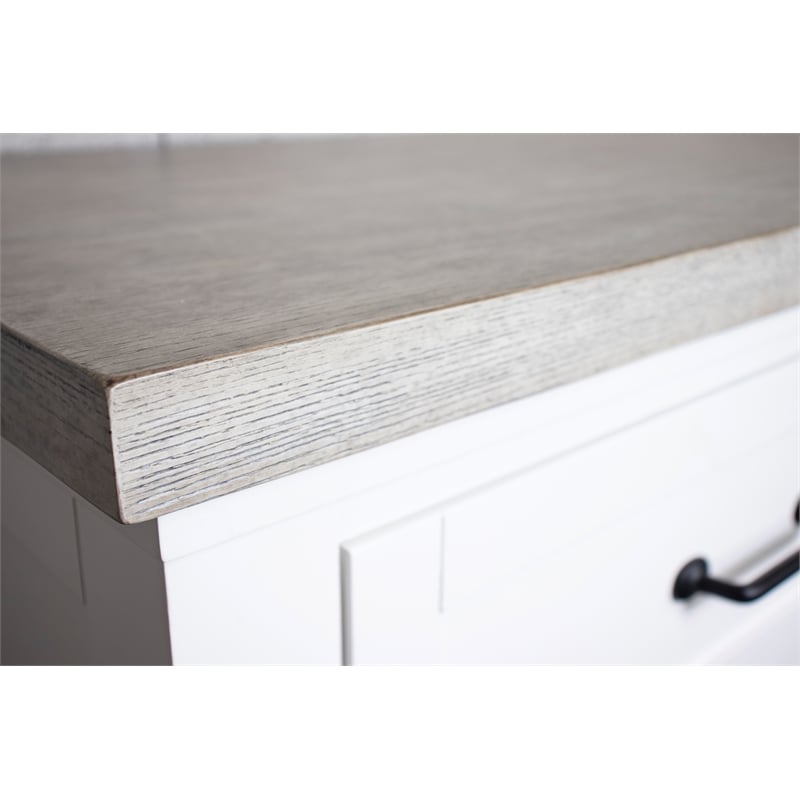 Riverside Furniture Cora Wood 7-Drawer Dresser in Cloud White and Fog Gray