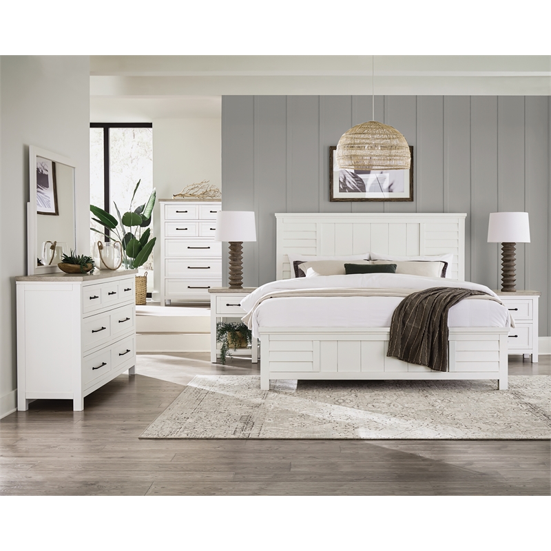 Riverside Furniture Cora Wood Framed Landscape Mirror in Cloud White