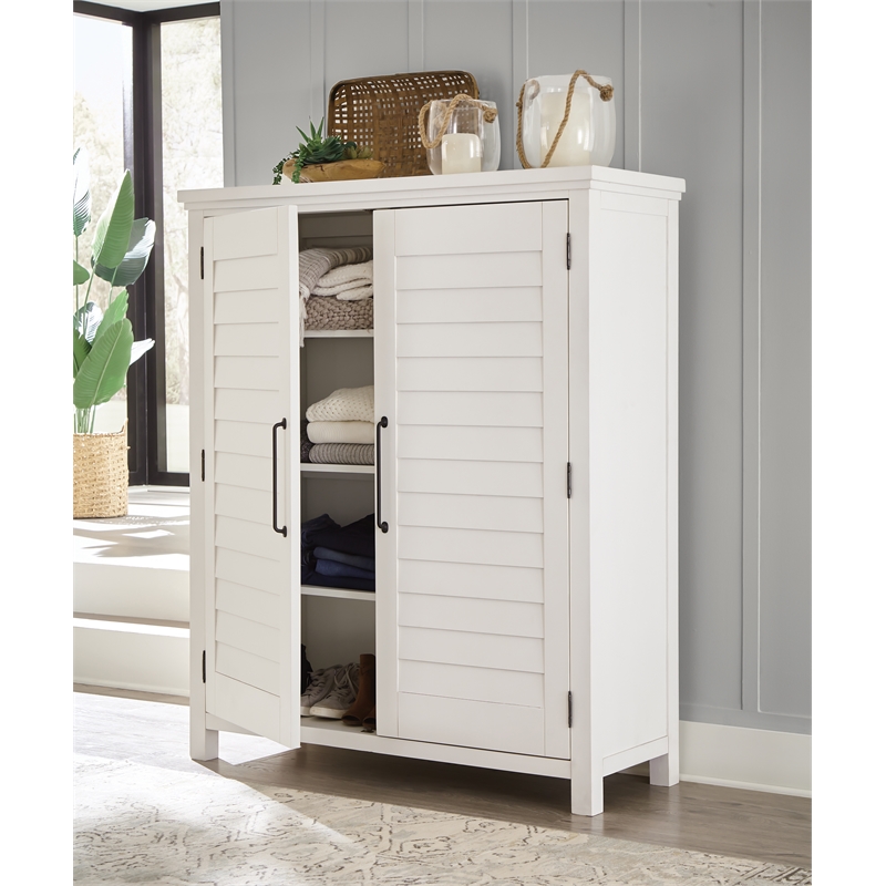 Riverside Furniture Cora Wood Armoire in Cloud White and Fog Gray