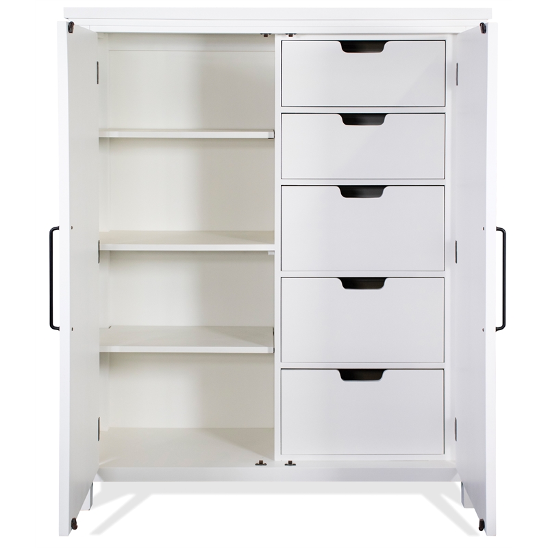 Riverside Furniture Cora Wood Armoire in Cloud White and Fog Gray