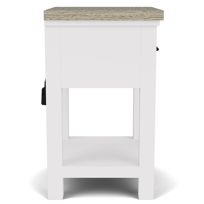 Riverside Furniture Cora Wood 1 Drawer Nightstand in Cloud White & Fog Gray