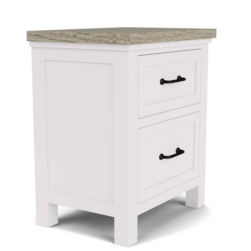 RIverside Furniture Cora Wood Two Drawer Nightstand in Cloud White & Fog Gray