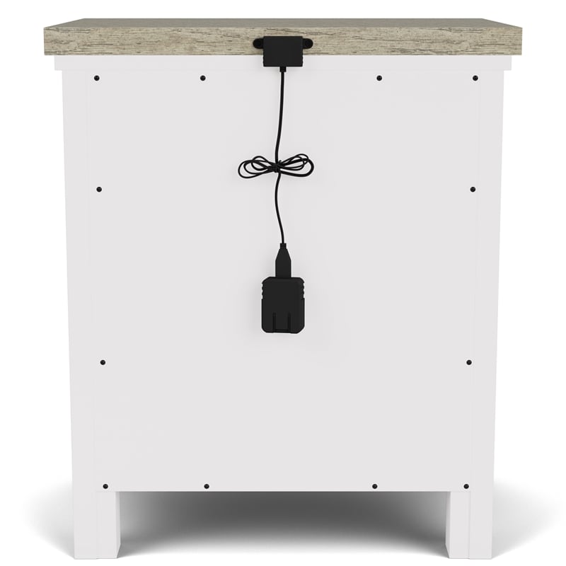 RIverside Furniture Cora Wood Two Drawer Nightstand in Cloud White & Fog Gray