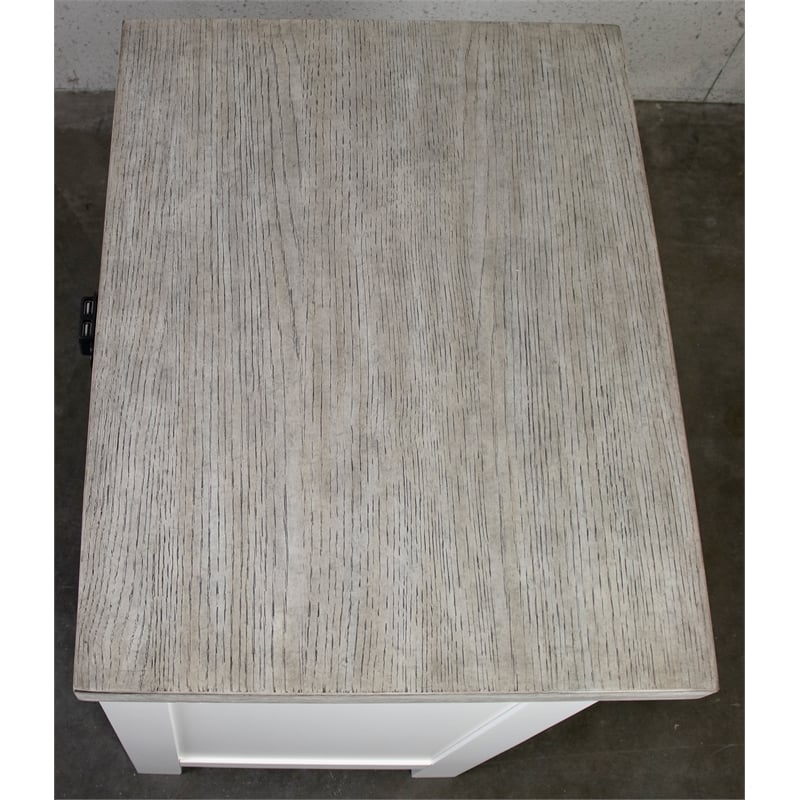 RIverside Furniture Cora Wood Two Drawer Nightstand in Cloud White & Fog Gray
