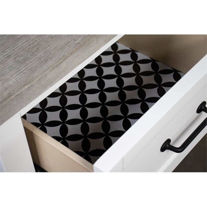 RIverside Furniture Cora Wood Two Drawer Nightstand in Cloud White & Fog Gray