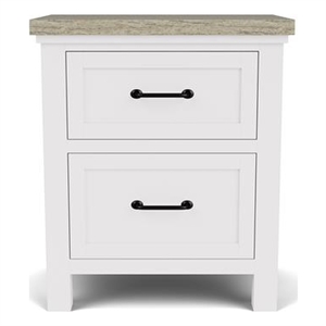 RIverside Furniture Cora Wood Two Drawer Nightstand in Cloud White & Fog Gray