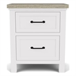 RIverside Furniture Cora Wood Two Drawer Nightstand in Cloud White & Fog Gray