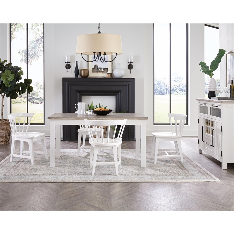 Riverside Furniture Cora Wood Dining Table in Cloud White and Fog Gray