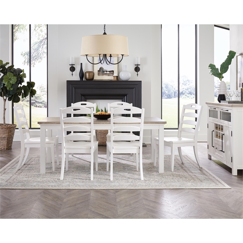 Riverside Furniture Cora Wood Dining Table in Cloud White and Fog Gray
