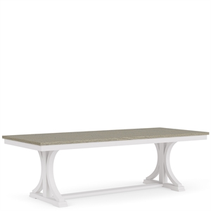 Riverside Furniture Cora Wood Trestle Dining Table in Cloud White and Fog Gray