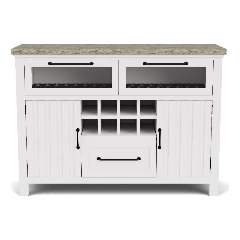 Riverside Furniture Cora Wood Server in Cloud White and Fog Gray