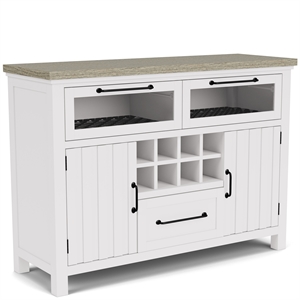 Riverside Furniture Cora Wood Server in Cloud White and Fog Gray