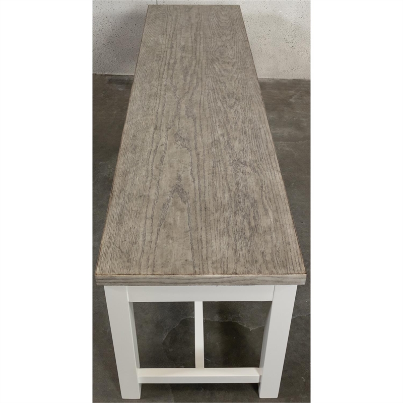 Riverside Furniture Cora Cottage Wood Dining Bench in Cloud White